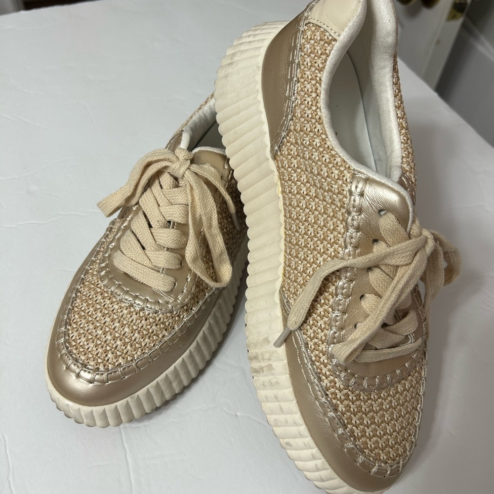 ShuShop Tan and White Sneakers with Chunky Sole